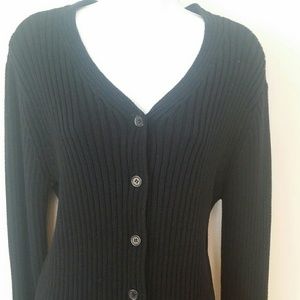 Black cable v-neck sweater